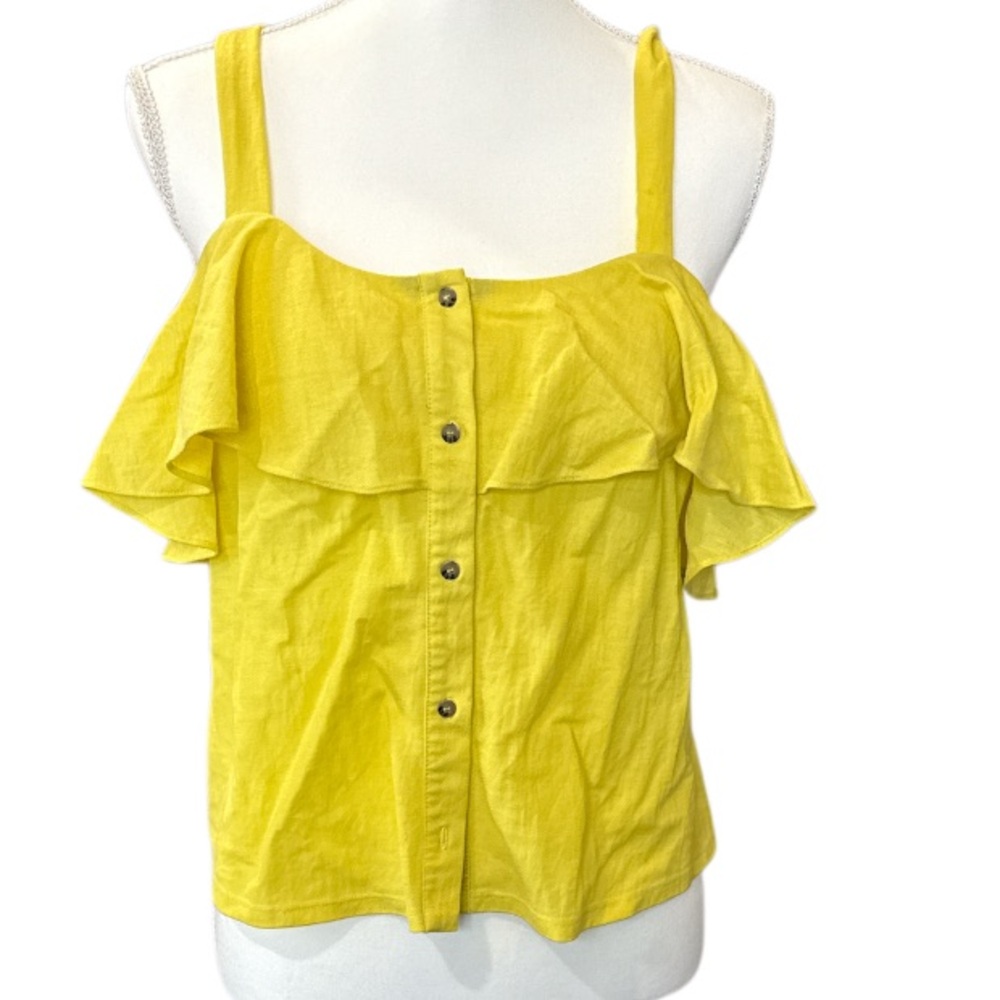 Gianni Bini Yellow Ruffled Sleeveless Tank Top - Picture 2 of 5